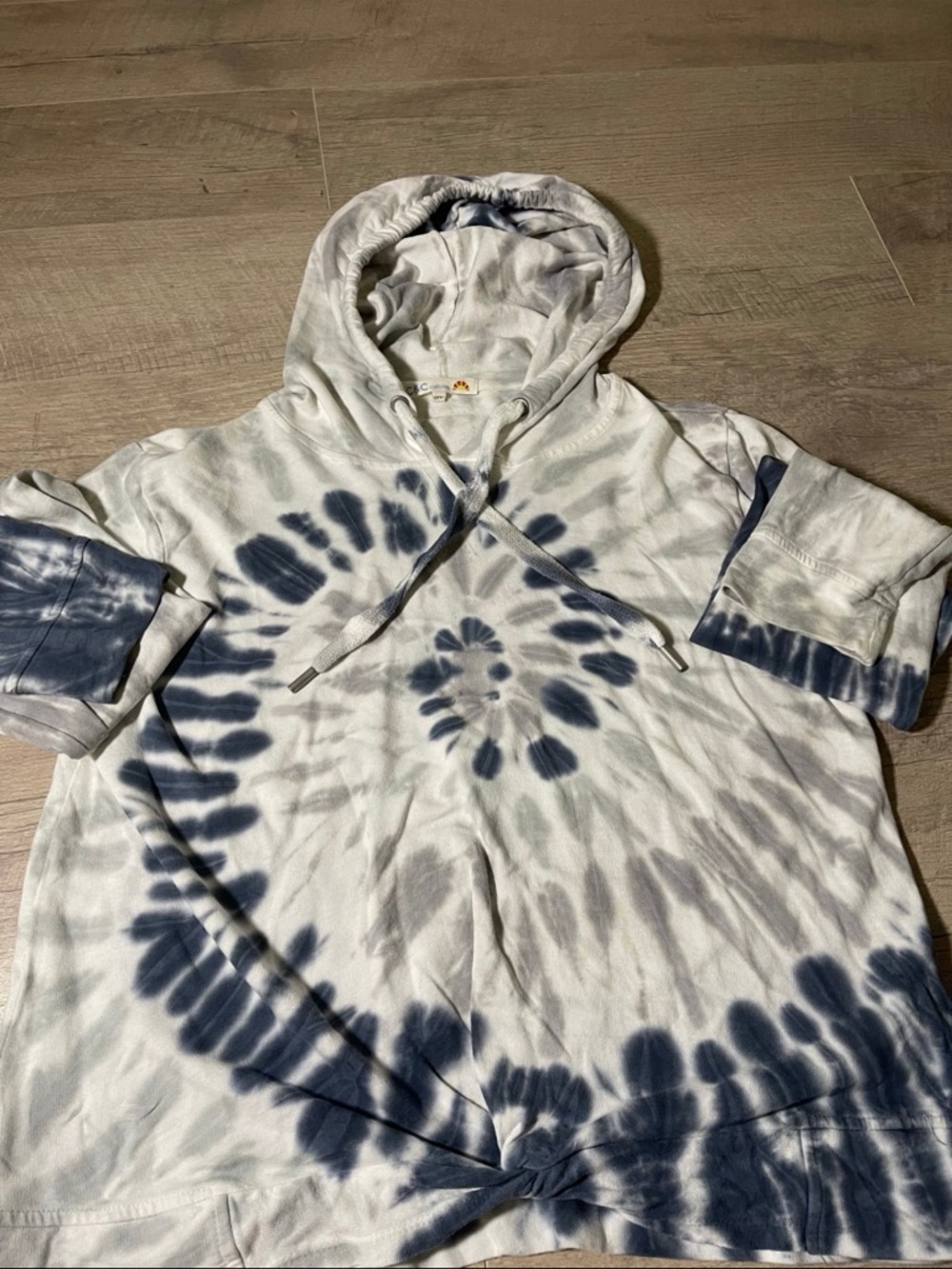 C&C California White Hooded Short Sleeve Pullover with Yellow Sun Logo